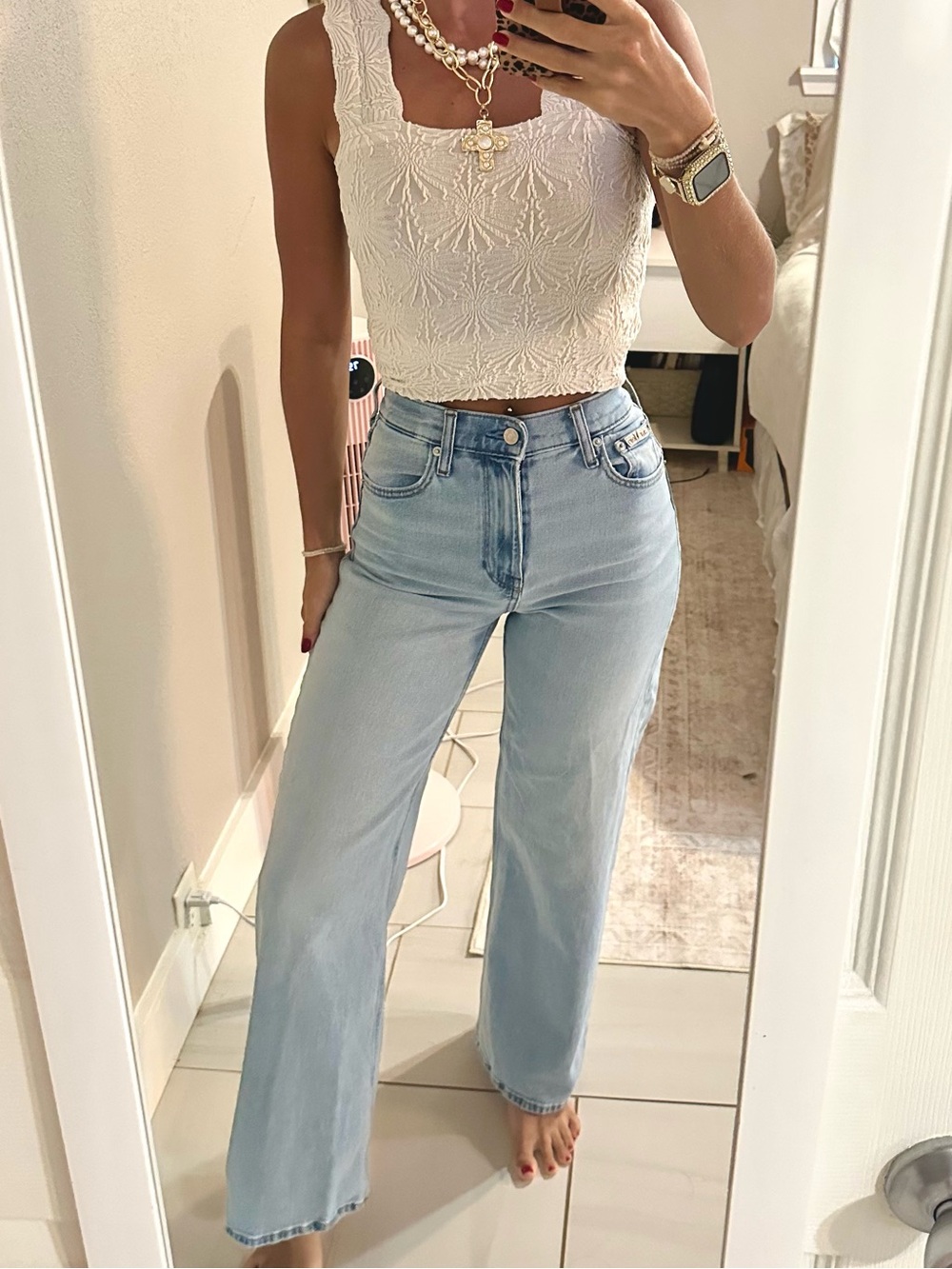 Calvin Klein Ultra Wide Leg High-Rise Glass Blue Women’s Jeans